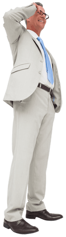 Caucasian Business Executive in Light Suit Smiling on Transparent Background