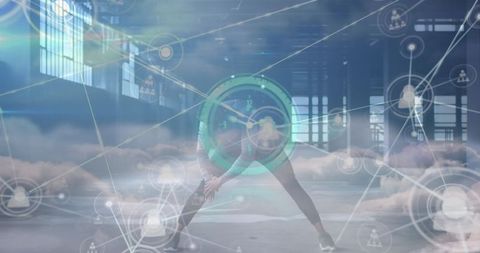 Digital connections over athletic training with abstract overlay