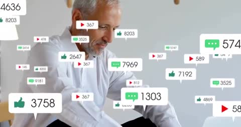 Business Professional Monitoring Digital Notifications and Alerts at Desk