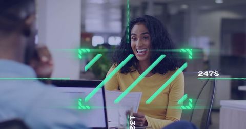 Business Team Meeting with Digital Data Interaction