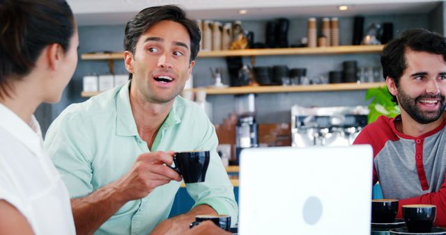 Young Professionals Enjoying Coffee Break in Cafe - Download Free Stock Images Pikwizard.com