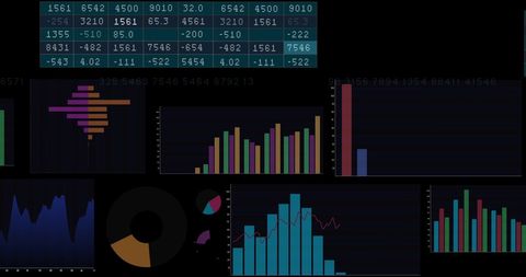 Digital Financial Data Analysis with Graphs and Charts on Black Background - Download Free Stock Images Pikwizard.com