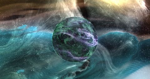 Green Planet in Cosmic Galaxy for Space Exploration Concepts - Download Free Stock Images Pikwizard.com