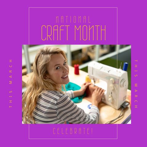celebrating national craft month with sewing enthusiast - Download Free Stock Templates Pikwizard.com