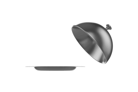 Floating cloche and plate on transparent background
