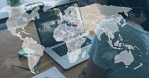 Global Virtual Meeting with World Map Overlay