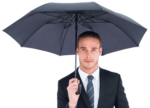 Businessman Shielding with Open Umbrella on Transparent Background - Download Free Stock Videos Pikwizard.com