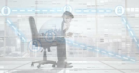 Stressed businessman addresses network security challenges