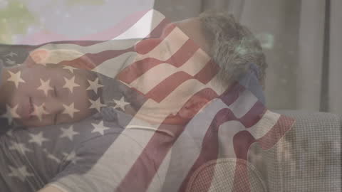 Dreamy Overlap of Sleeping and Patriotic Elements