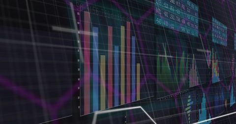 Digital Data Visualizations and Graph Analysis on Dark Interface - Download Free Stock Images Pikwizard.com