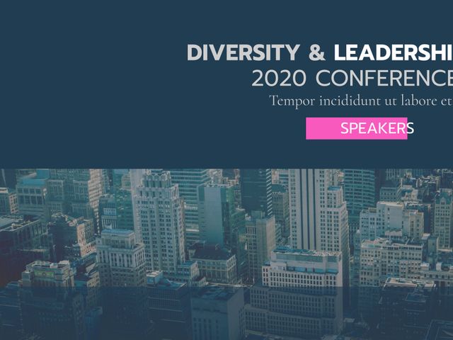 Diversity and Leadership Conference 2020 Promotional Banner with Cityscape Background - Download Free Stock Templates Pikwizard.com