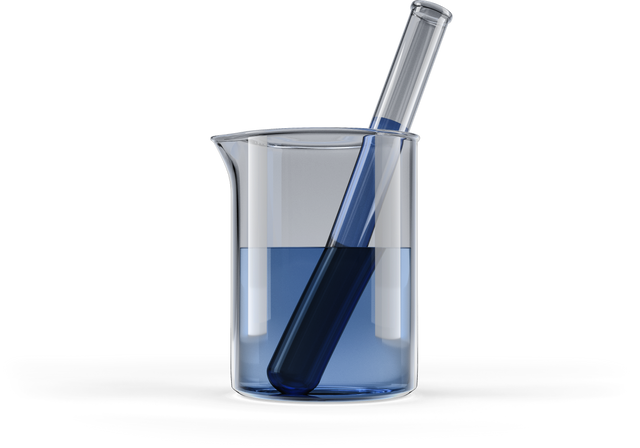 Transparent Beaker with Test Tube Inside Filled with Blue Chemical Solution - Download Free Stock Videos Pikwizard.com