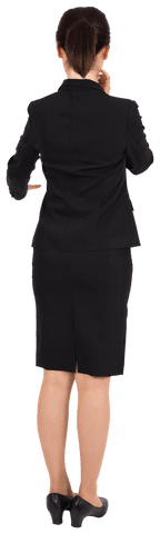 Transparent Businesswoman Contemplating from Back View PNG