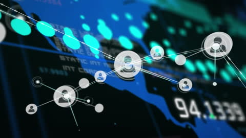 Global Digital Network Connections and Data Processing in Action