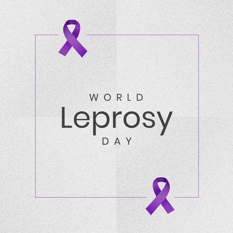 World Leprosy Day Awareness Banner with Purple Ribbons