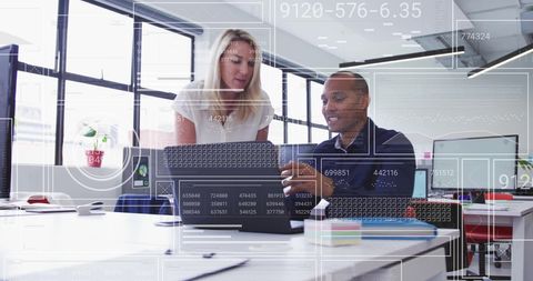 Business Professionals Collaborating with Digital Interface Technology - Download Free Stock Images Pikwizard.com