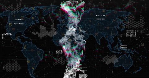 Digital DNA Overlays on Global Map, Futuristic Data Concepts