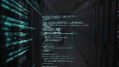 Engineer Analyzing Data Processing in Server Room