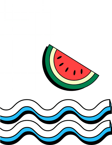 Transparent pop art with watermelon and geometric elements