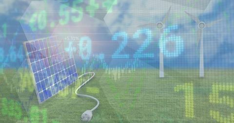 Digital Interface Merging Renewable Energy and Financial Data - Download Free Stock Images Pikwizard.com