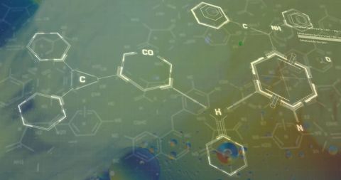 Abstract Chemical Formula Overlay on Vivid Background - Download Free Stock Images Pikwizard.com