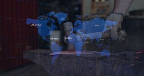 Forging hammer strikes with global data overlay