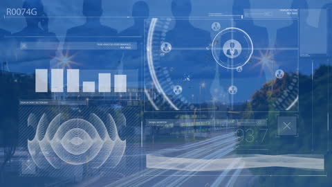 Futuristic Data Analytics Interface Over Urban Nightscape