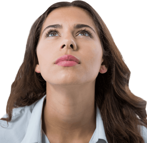 thoughtful woman looking up transparent background - Download Free Stock Videos Pikwizard.com