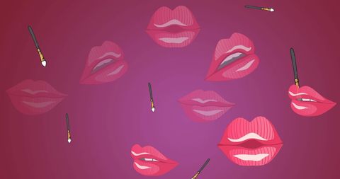Vibrant Lip Care and Beauty Illustration with Brushes