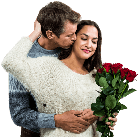 Transparent Couple Embracing Romantic Roses Surprise - Download Free Stock Videos Pikwizard.com