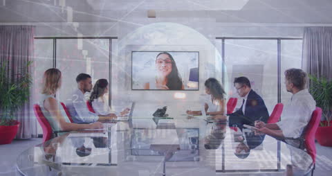 Diverse Business Team Engaging in Global Virtual Meeting