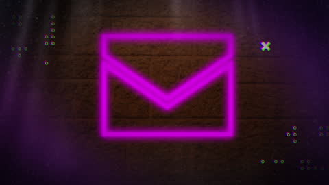 Neon Mail Icon with Digital Dynamic Elements