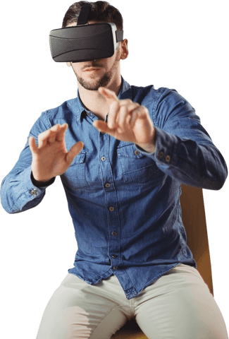 Caucasian Man Engaged with VR Headset on Transparent Background - Download Free Stock Videos Pikwizard.com