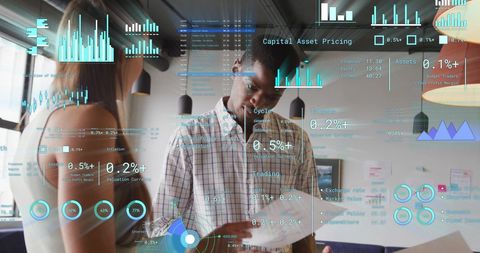 Team Analyzing Financial Data with Digital Interface