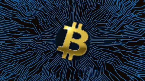 Golden Bitcoin Symbol Amidst Glowing Electronic Circuitry