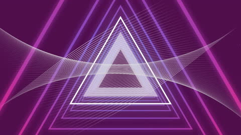 Glowing Neon Triangles with Digital Waves