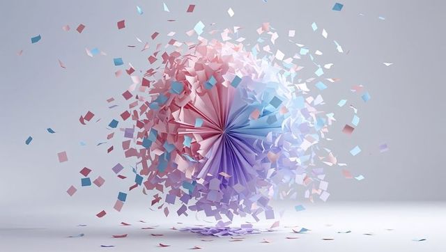 Pastel fragmented sphere surreal abstract design