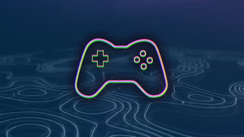 Neon Gamepad with Futuristic Background Animation
