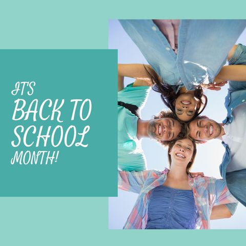 smiling friends celebrating back to school month outdoors - Download Free Stock Templates Pikwizard.com