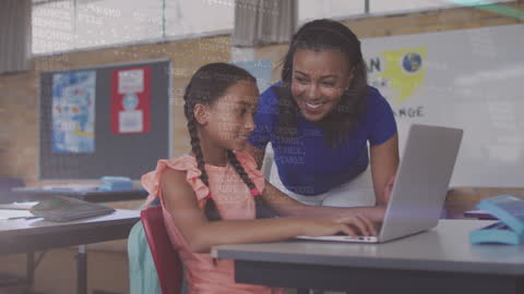 Teacher and Student Engaging with Digital Learning in Classroom