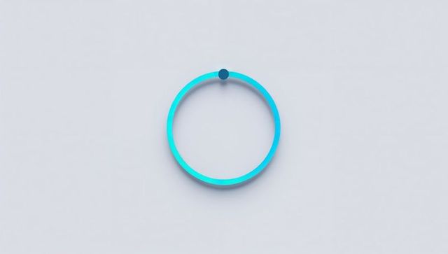 Floating Cyan Ring with Dark Blue Knob on Pale Gray Surface, Minimal 3D Mockup