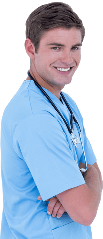 Transparent Image of Smiling Male Doctor with Arms Crossed