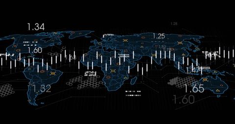 digital global finance visualization with world map overlay - Download Free Stock Images Pikwizard.com