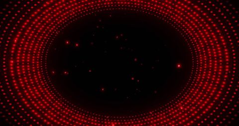 Abstract Red Glowing Dots in Circular Formation on Black Background