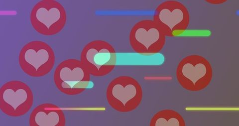 Floating Social Media Reactions Over Violet Background