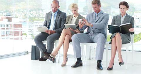 Business Professionals Preparing in Modern Office Lounge - Download Free Stock Images Pikwizard.com