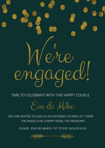 Elegant Golden Confetti Engagement Invitation Design - Download Free Stock Templates Pikwizard.com