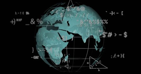 Digital Mathematics and Data Processing Around Globe Visualization - Download Free Stock Images Pikwizard.com