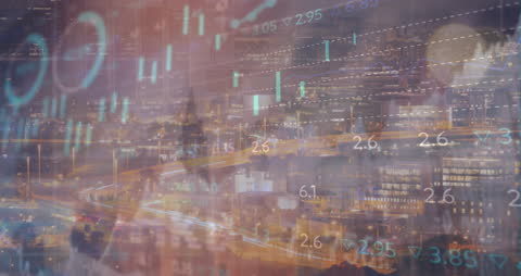 Financial Data Overlay on Cityscape