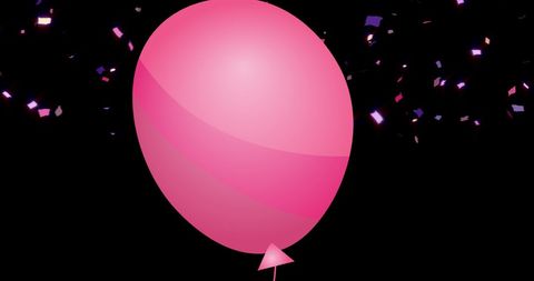 Vibrant Pink Balloon with Falling Confetti on Black Background - Download Free Stock Images Pikwizard.com